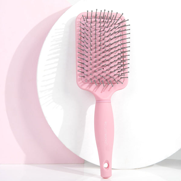 Brosse à cheveux carré rose - Brush works paddle brush
