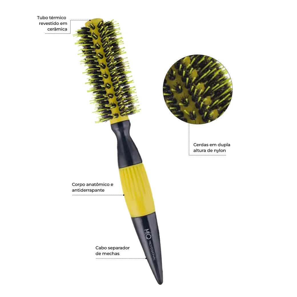 Brosse ronde thermique en céramique à poils mixtes Taille 19mm – MQ PROFESSIONAL
