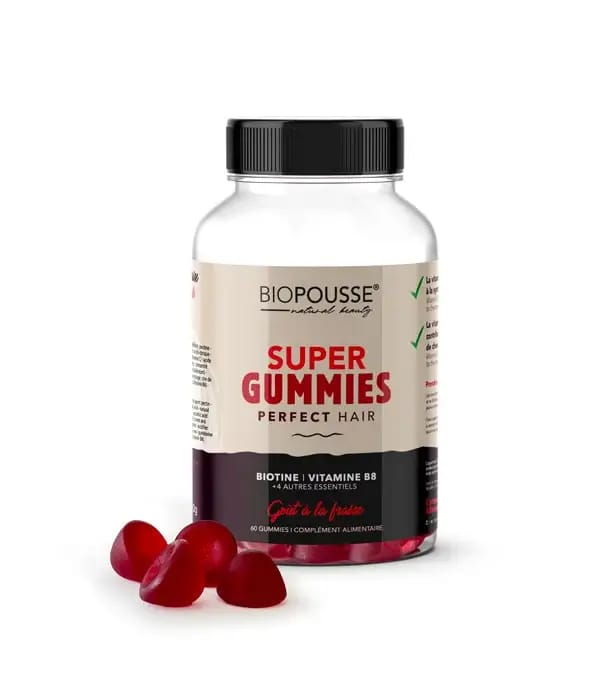 Super Gummies BIO POUSSE Pousse des cheveux – Biotine, Vitamine B6, B8, Vitamine C & Zinc – (60 gummies)