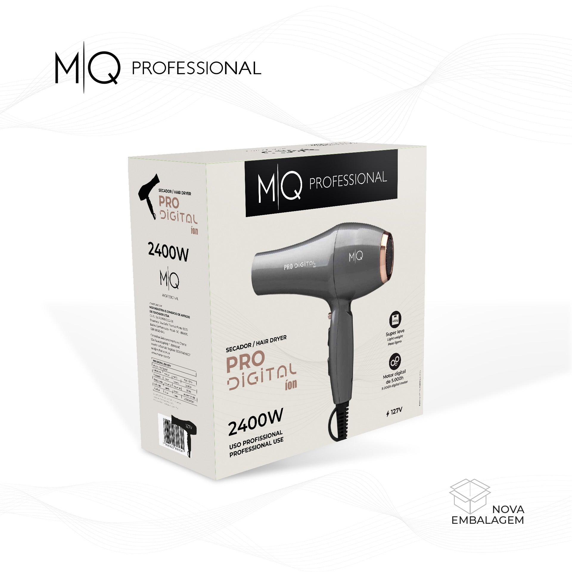 Pack fer à lisser 250° et sèche-cheveux MQ PRO480 DIGITAL ion2400w