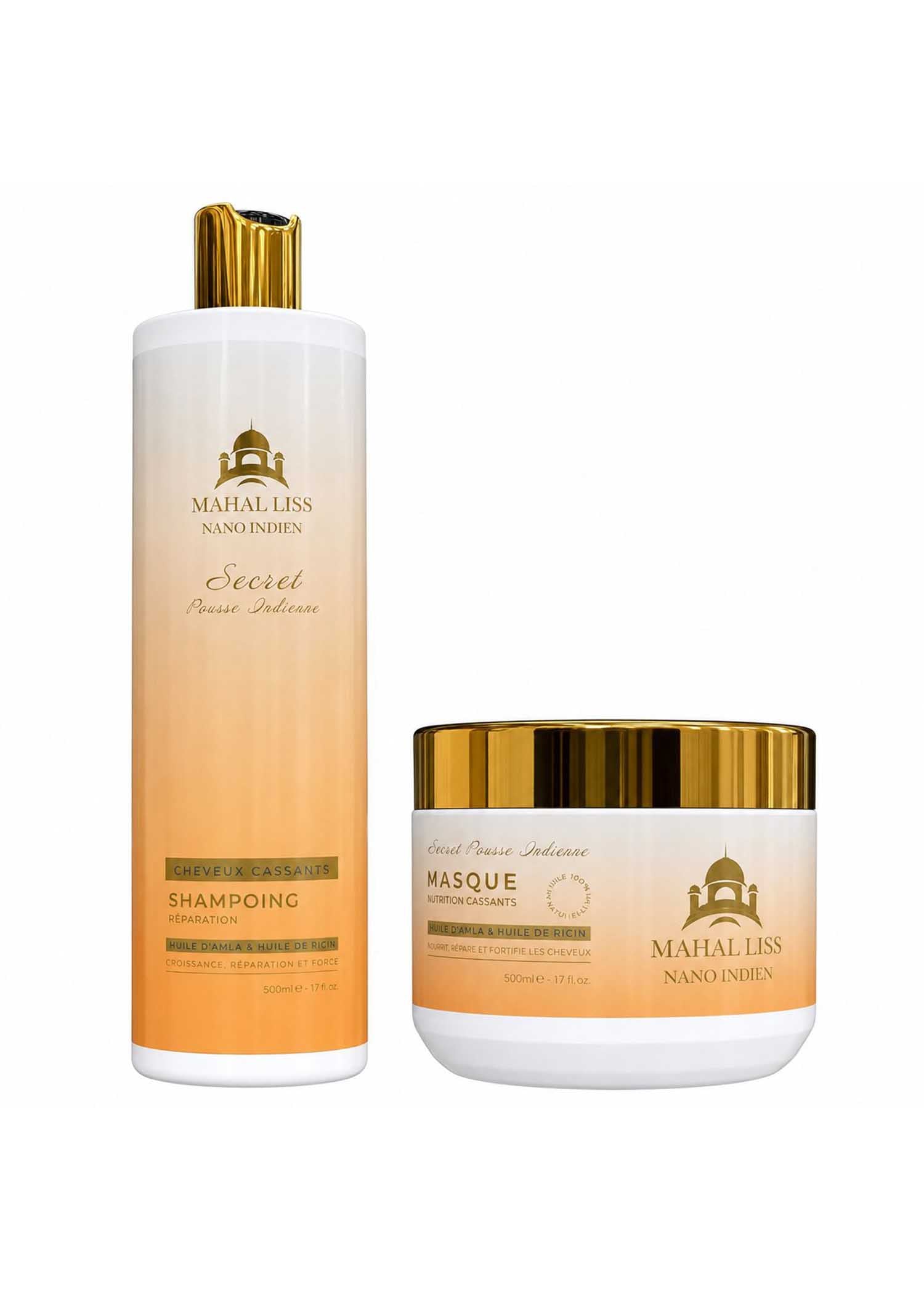 Kit d'entretien lissage nano indien - Shampoing et Masque Mahal Liss 2x500ml