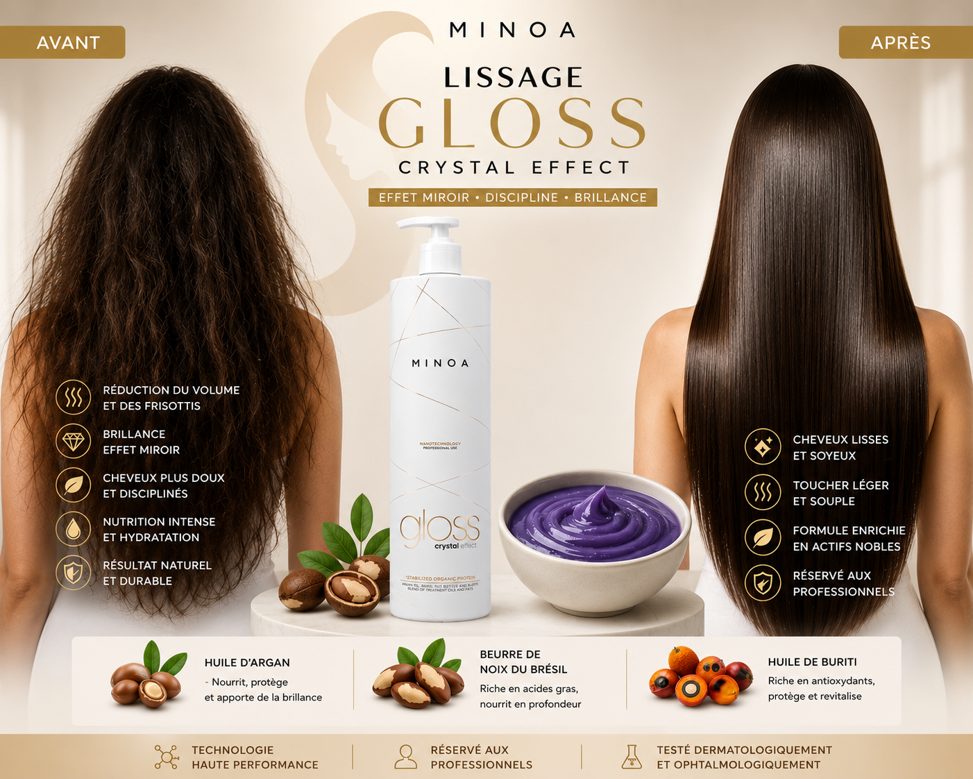 Lissage Gloss Crystal Effect Minoa 1 L