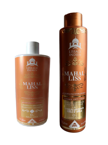 MAHAL LISS Lissage NANO INDIEN - Pack shampoing clarifiant 1L et traitement 1L